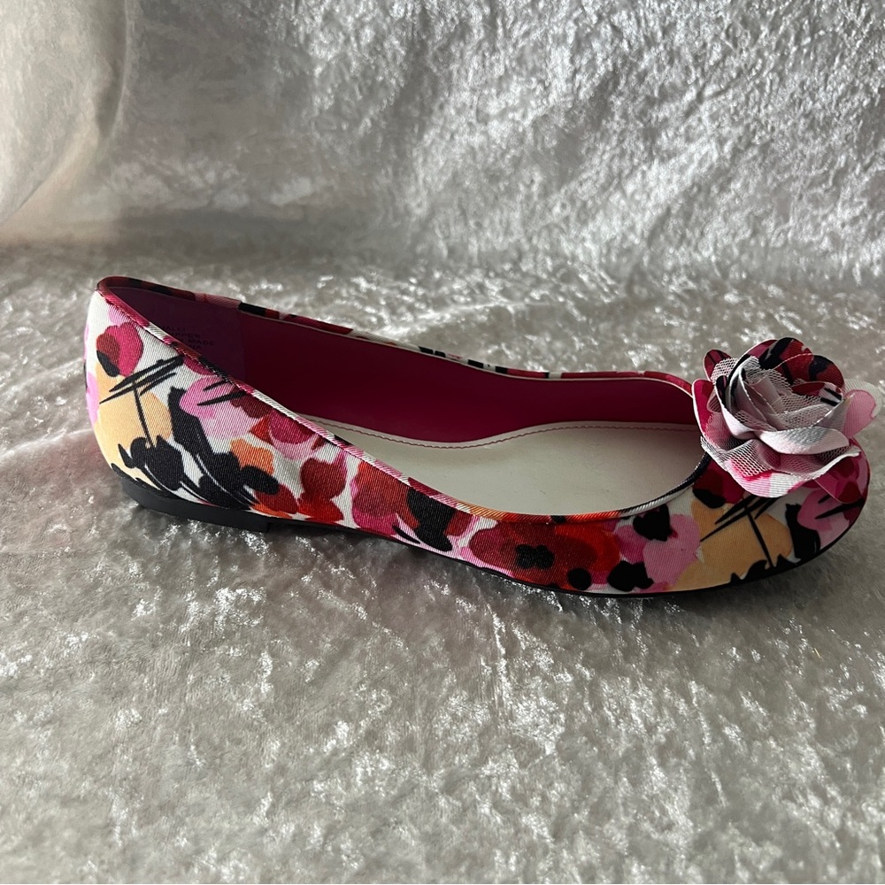 Floral Pink Multicolor Ballet Flat with Rosette